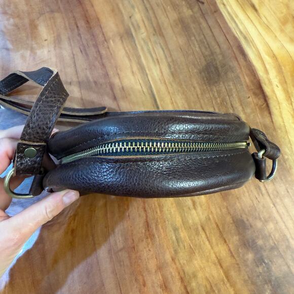 Portland Leather Company Mini Round Circle Bag Brown Crossbody Small XX27 - Picture 4 of 5